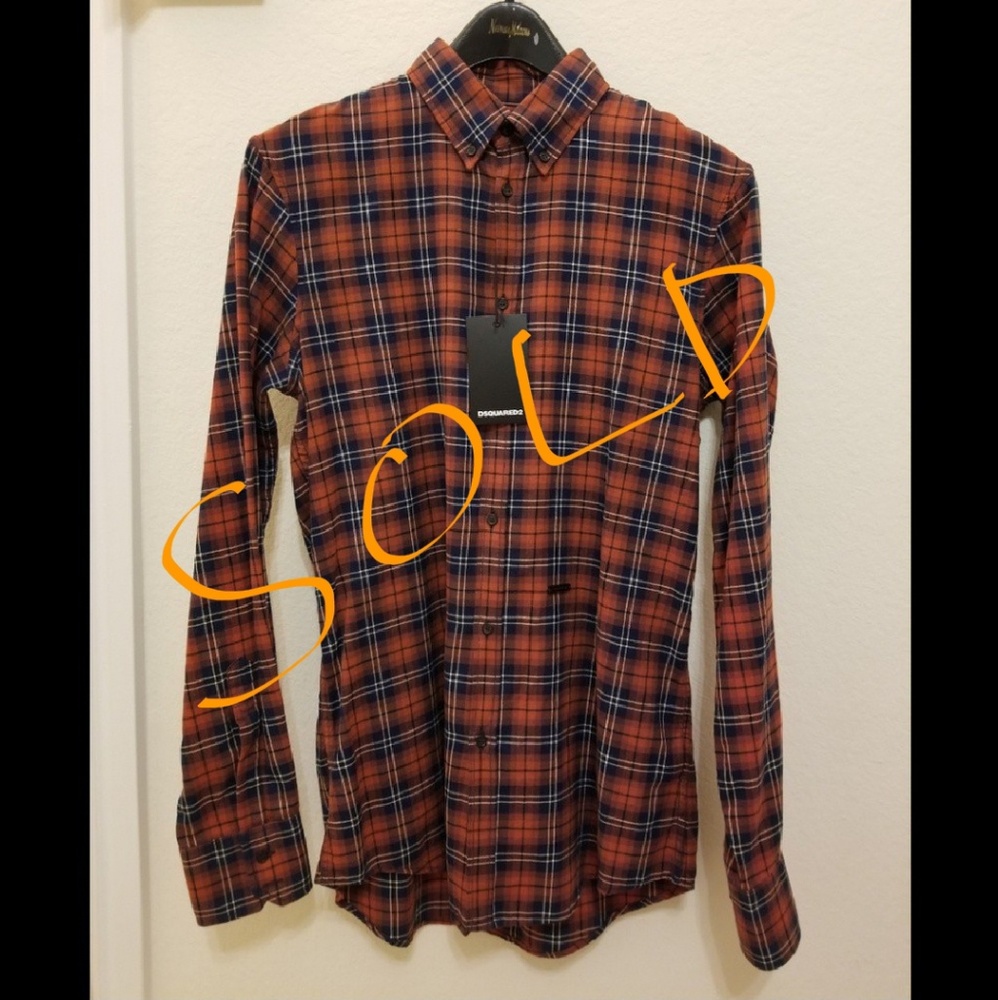 DSQUARED2 Multi color Brown/Blue Men's Shirt 48